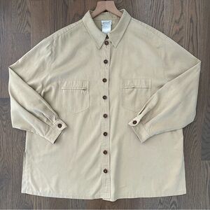 Horst Basler Vintage Faux Suede Long Sleeve Button Front Shirt Tan Size 48 IT L
